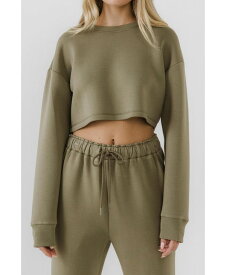 【送料無料】 グレー ラブ レディース ニット・セーター アウター Women's Loungewear Cropped Sweatshirt Olive