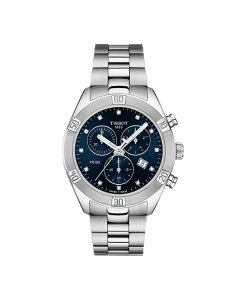 eB\bg fB[X ANZT[ rv TVc Tissot Women's Swiss Chronograph T-Classic PR 100 Diamond (1/20 ct. t.w.) Gray Stainless Steel Bracelet Watch 38mm Silver Vo[