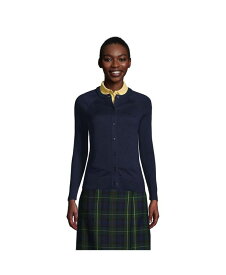 【送料無料】 ランズエンド レディース ニット・セーター カーディガン アウター School Uniform Women's Cotton Modal Cardigan Sweater Classic navy