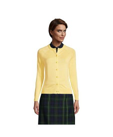 【送料無料】 ランズエンド レディース ニット・セーター カーディガン アウター School Uniform Women's Cotton Modal Cardigan Sweater Maize