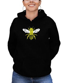 【送料無料】 エルエーポップアート レディース シャツ トップス Women's Bee Kind Word Art Hooded Sweatshirt Black