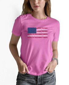 【送料無料】 エルエーポップアート レディース シャツ トップス Women's Land of the Free American Flag Word Art T-shirt Pink