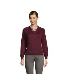 【送料無料】 ランズエンド レディース ニット・セーター アウター School Uniform Women's Cotton Modal V-neck Sweater Burgundy