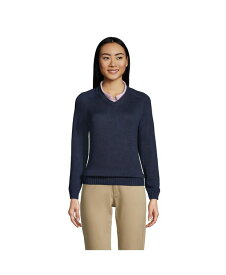 【送料無料】 ランズエンド レディース ニット・セーター アウター School Uniform Women's Cotton Modal V-neck Sweater Classic navy