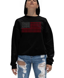 【送料無料】 エルエーポップアート レディース シャツ トップス Women's Crewneck Word Art USA Flag Sweatshirt Top Black