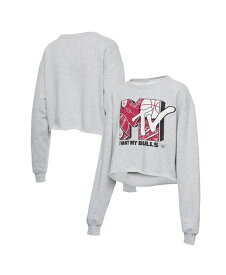 【送料無料】 ジャンクフード レディース パーカー・スウェット アウター Women's Heathered Gray Chicago Bulls NBA x MTV I Want My Cropped Fleece Pullover Sweatshirt Heathered Gray