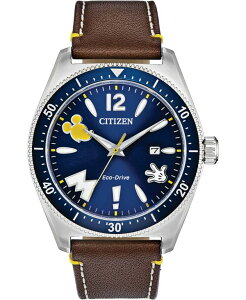 V`Y Y ANZT[ rv U[ Citizen Mickey Mouse Classic Brown Leather Strap Watch 43mm