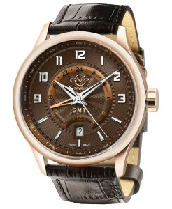 �W�F�r�� �����Y �A�N�Z�T���[ �r���v ���U�[ Gevril Men's Giromondo Swiss Quartz Brown Leather Strap Watch 42mm Brown �u���E��