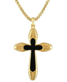 【送料無料】 ブロバ メンズ 腕時計 アクセサリー Men's Icon Black Agate Cross Pendant Necklace in 14k Gold, 24" + 2" extender Na