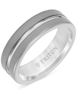 �g���g�� �����Y �A�N�Z�T���[ �����O Triton Men's Sandblast Double Row Wedding Band Tungsten Carbide Gray �O���[