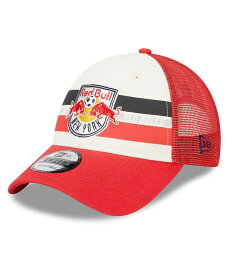 【送料無料】 ニューエラ メンズ 帽子 アクセサリー Men's White and Red New York Red Bulls Team Stripes 9FORTY Trucker Snapback Hat White, Red