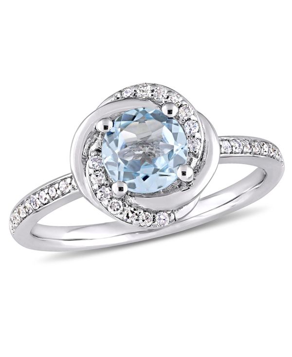 デルマー レディース リング アクセサリー Blue Topaz (1 ct. and Diamond (1 ct. Swirl Ring in 10k White Gold Blue Topaz