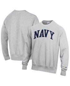 【送料無料】 チャンピオン メンズ パーカー・スウェット アウター Men's Heathered Gray Navy Midshipmen Arch Reverse Weave Pullover Sweatshirt Heathered Gray