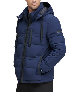 �}�[�N�j���[���[�N �����Y �A�E�^�[ �W���P�b�g�E�u���]�� �_�E�� �W���P�b�g Marc New York Men's Huxley Crinkle Down Jacket with Removable Hood Ink