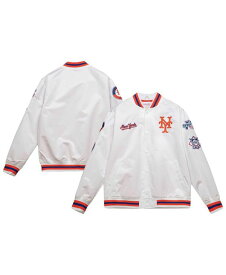 【送料無料】 ミッチェル&ネス メンズ パーカー・スウェット アウター Men's White New York Mets City Collection Satin Full-Snap Varsity Jacket White