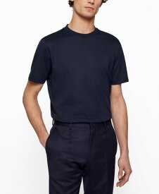 【送料無料】 ヒューゴボス メンズ Tシャツ トップス Boss Men's Cotton-Jersey T-shirt Dark Blue