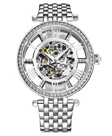 【送料無料】 ストゥーリング メンズ 腕時計 アクセサリー Women's Automatic Silver-Tone Stainless Steel Link Bracelet Watch 38mm White