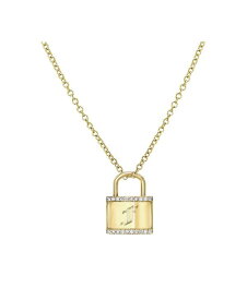 【送料無料】 ゾエレフ レディース ネックレス・チョーカー・ペンダントトップ アクセサリー Diamond Accent Initial Lock Pendant Necklace in 14k Gold, 16" + 2" extender F