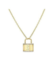 【送料無料】 ゾエレフ レディース ネックレス・チョーカー・ペンダントトップ アクセサリー Diamond Accent Initial Lock Pendant Necklace in 14k Gold, 16" + 2" extender J