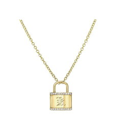 【送料無料】 ゾエレフ レディース ネックレス・チョーカー・ペンダントトップ アクセサリー Diamond Accent Initial Lock Pendant Necklace in 14k Gold, 16" + 2" extender K