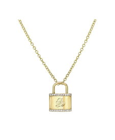 【送料無料】 ゾエレフ レディース ネックレス・チョーカー・ペンダントトップ アクセサリー Diamond Accent Initial Lock Pendant Necklace in 14k Gold, 16" + 2" extender S