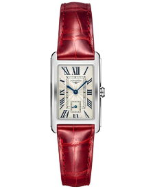 【送料無料】 ロンジン レディース 腕時計 アクセサリー Women's Swiss DolceVita Red Leather Strap Watch 23x37mm Silver