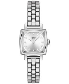 【送料無料】 ティソット レディース 腕時計 アクセサリー Women's Swiss Lovely Square Diamond Accent Stainless Steel Bracelet Watch 20mm Grey