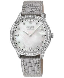 【送料無料】 ジェビル レディース 腕時計 アクセサリー Women's Morcote Swiss Quartz Silver-Tone Leather Watch 36mm Silver