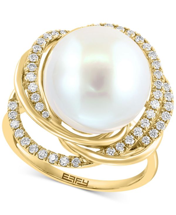  エフィー レディース リング アクセサリー EFFYreg; Freshwater Pearl (13mm)  Diamond (1 ct. Love Knot Ring in 14k Gold 14K Gold