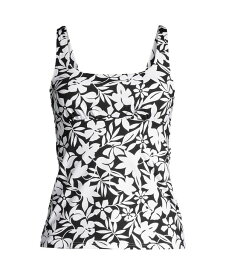 【送料無料】 ランズエンド レディース トップのみ 水着 Women's Petite Square Neck Underwire Tankini Swimsuit Top Adjustable Straps Black havana floral