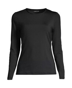 �����Y�G���h ���f�B�[�X ���� �g�b�v�̂� �N���[�l�b�N �v�` T�V���c Lands' End Petite Crew Neck Long Sleeve Rash Guard UPF 50 Sun Protection Swim Tee Black �u���b�N
