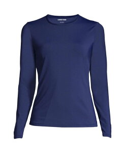 �����Y�G���h ���f�B�[�X ���� �g�b�v�̂� �N���[�l�b�N �v�` T�V���c Lands' End Petite Crew Neck Long Sleeve Rash Guard UPF 50 Sun Protection Swim Tee Deep sea navy �l�C�r�[