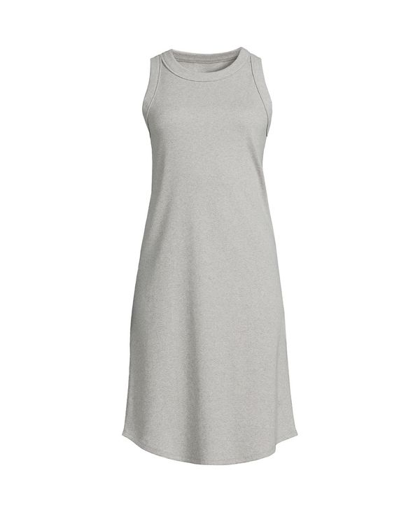 【送料無料】 ランズエンド レディース ワンピース トップス Women's Petite Cotton Rib Sleeveless Midi Tank Dress Gray heather：ReVida