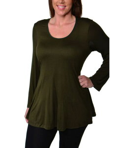 24 �Z�u���R���t�H�[�g ���f�B�[�X �g�b�v�X �V���c �v���X�T�C�Y 24seven Comfort Apparel Women's Plus Size Poised Swing Tunic Top Army �A�[�~�[