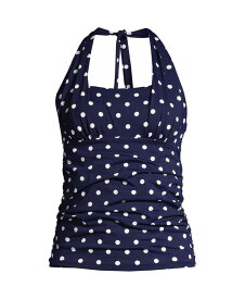 【送料無料】 ランズエンド レディース トップのみ 水着 Women's Square Neck Halter Tankini Swimsuit Top Deep sea polka dot