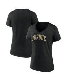 【送料無料】 ファナティクス レディース Tシャツ トップス Women's Branded Black Purdue Boilermakers Basic Arch V-Neck T-shirt Black