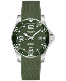 【送料無料】 ロンジン メンズ 腕時計 アクセサリー Men's Swiss Automatic HydroConquest Green Rubber Strap Watch 41mm No Color