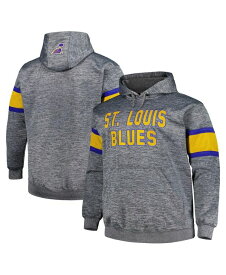 【送料無料】 プロファイル メンズ パーカー・スウェット フーディー アウター Men's Heather Charcoal St. Louis Blues Big and Tall Stripe Pullover Hoodie Heather Charcoal