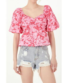 【送料無料】 フリーザロージズ レディース シャツ トップス Women's Floral Printed Bow Top Red/pink