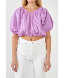 【送料無料】 エンドレスローズ レディース シャツ トップス Women's Cropped V-neckline Puff Top Lilac