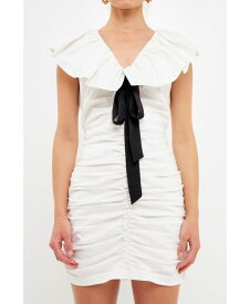 【送料無料】 エンドレスローズ レディース ワンピース トップス Women's Balloon Ruffle Pleated Mini Dress White