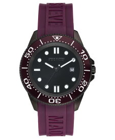 【送料無料】 スティーブ マデン メンズ 腕時計 アクセサリー Men's Purple Silicone Strap Embossed with Steve Madden Logo Watch, 44X50mm Purple