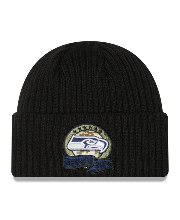 【送料無料】 ニューエラ メンズ 帽子 アクセサリー Men´s Black Seattle Seahawks 2022 Salute To Service Knit Hat Black