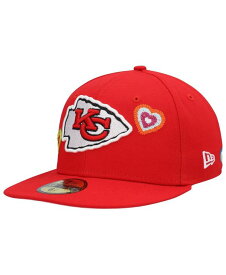 【送料無料】 ニューエラ メンズ 帽子 アクセサリー Men's Red Kansas City Chiefs Chain Stitch Heart 59Fifty Fitted Hat Red