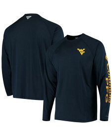 【送料無料】 コロンビア メンズ Tシャツ トップス Men's PFG Navy West Virginia Mountaineers Terminal Tackle Omni-Shade Long Sleeve T-shirt Navy