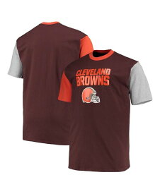 【送料無料】 プロファイル メンズ Tシャツ トップス Men's Brown, Orange Cleveland Browns Big and Tall Colorblocked T-shirt Brown, Orange