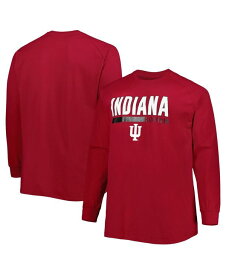 【送料無料】 プロファイル メンズ Tシャツ トップス Men's Crimson Indiana Hoosiers Big and Tall Two-Hit Raglan Long Sleeve T-shirt Crimson