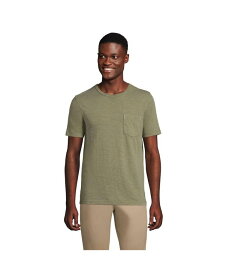 【送料無料】 ランズエンド メンズ Tシャツ トップス Men's Short Sleeve Garment Dye Slub Pocket Tee Deep lichen green