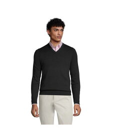 【送料無料】 ランズエンド メンズ ニット・セーター アウター Men's Classic Fit Fine Gauge Supima Cotton V-neck Sweater Black
