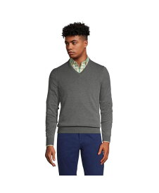 【送料無料】 ランズエンド メンズ ニット・セーター アウター Men's Classic Fit Fine Gauge Supima Cotton V-neck Sweater Charcoal heather